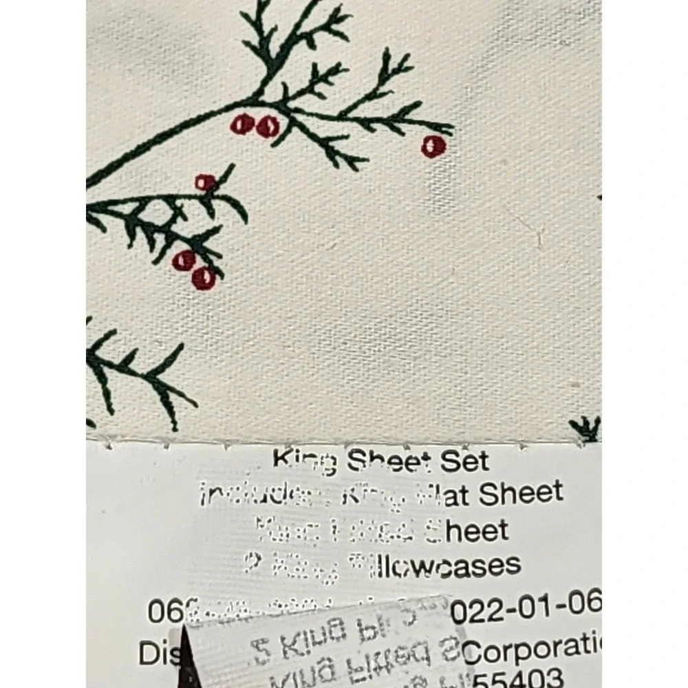 Threshold Performance Sheet Set King 400 Thread Count Holiday Holly Christmas